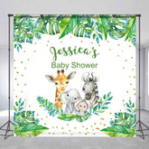 Aperturee - Aperturee Safari Plant Monstera Custom Name Baby Shower Backdrop